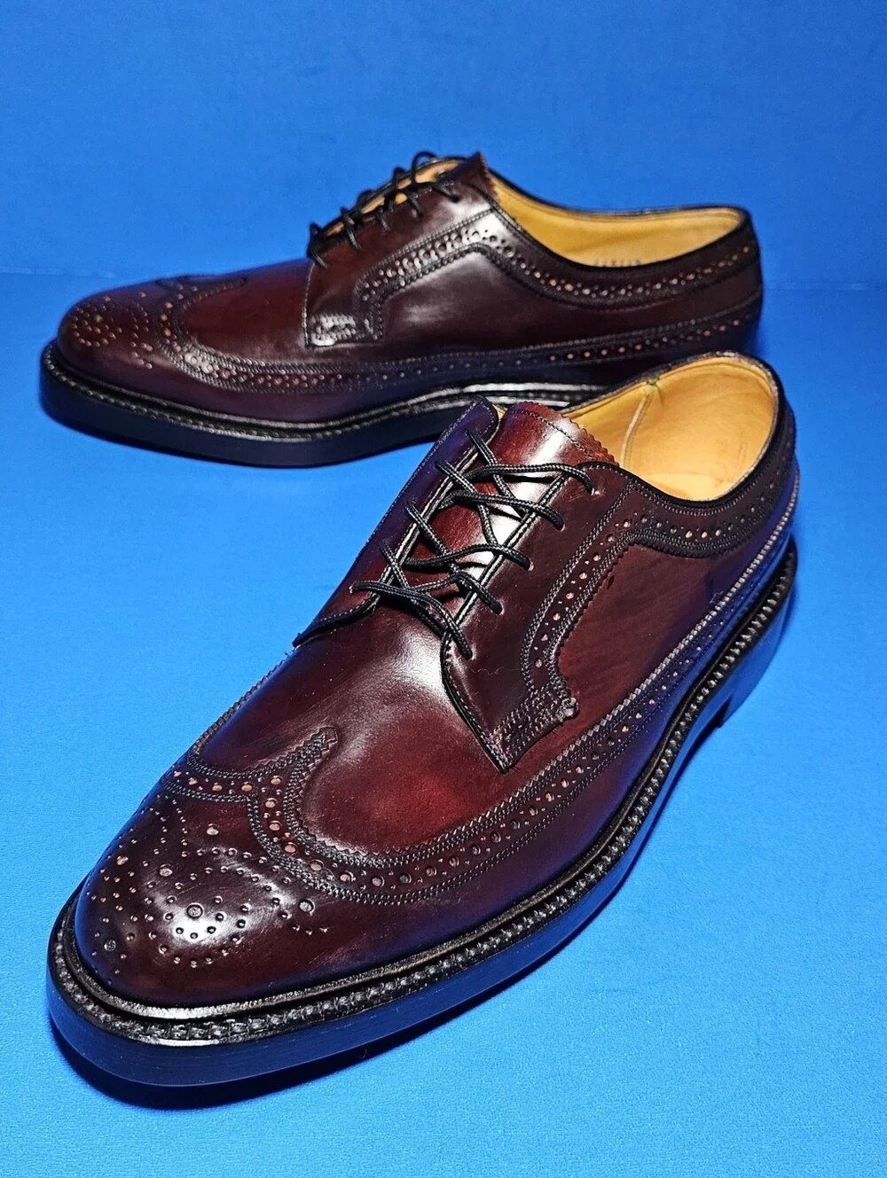 vintage florsheim royal imperial shell cordovan wingtip  burgundy shoe Size 8 D